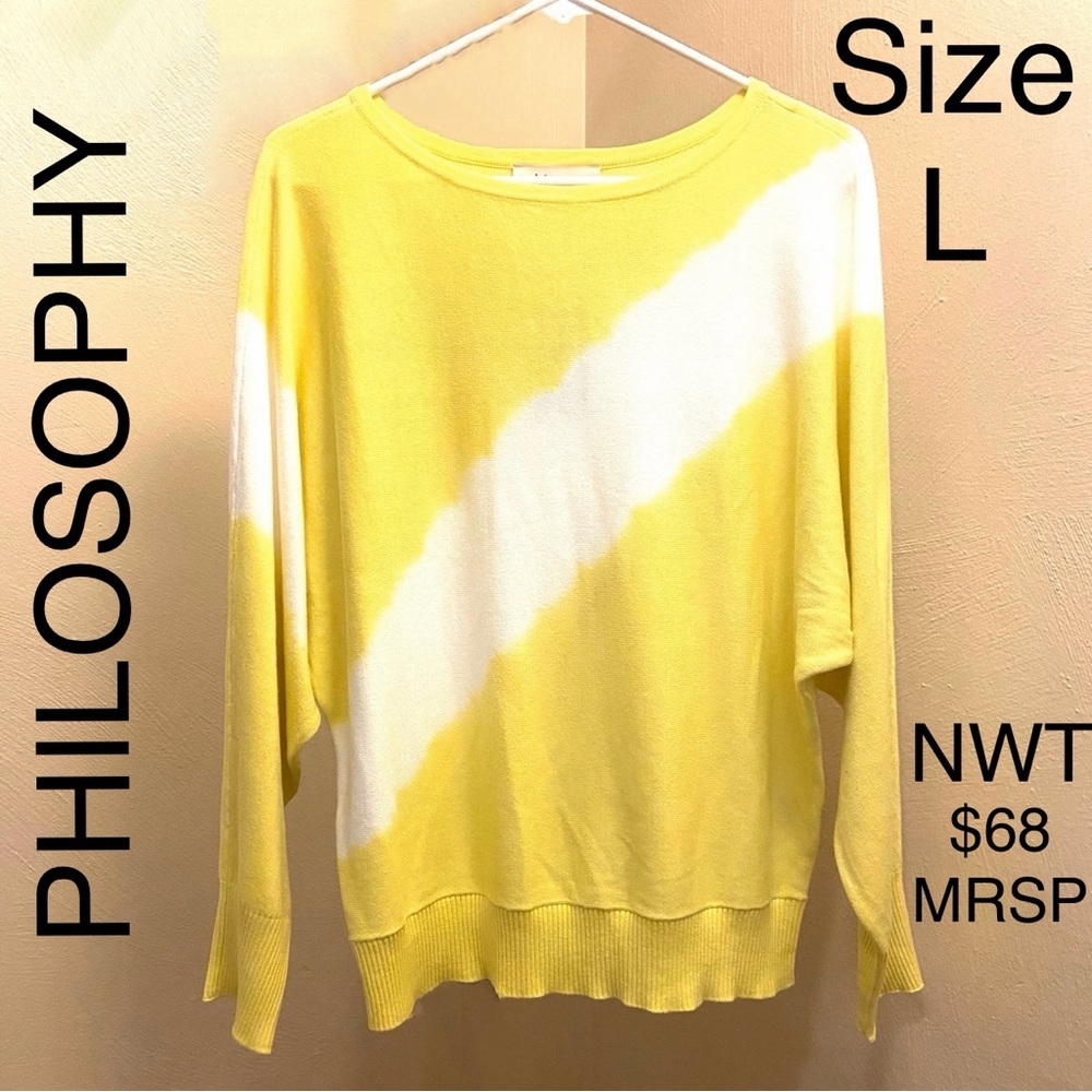 🟡 Lightweight Sweater Knit Top Pullover Philosophy color block stripe